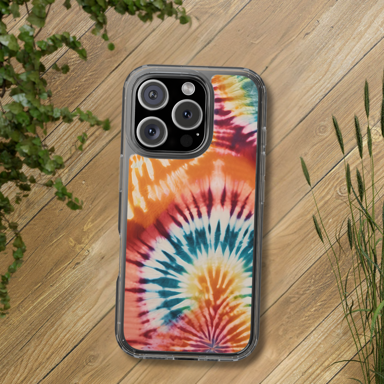 Vibrant Rainbow Tie Dye Clear Case