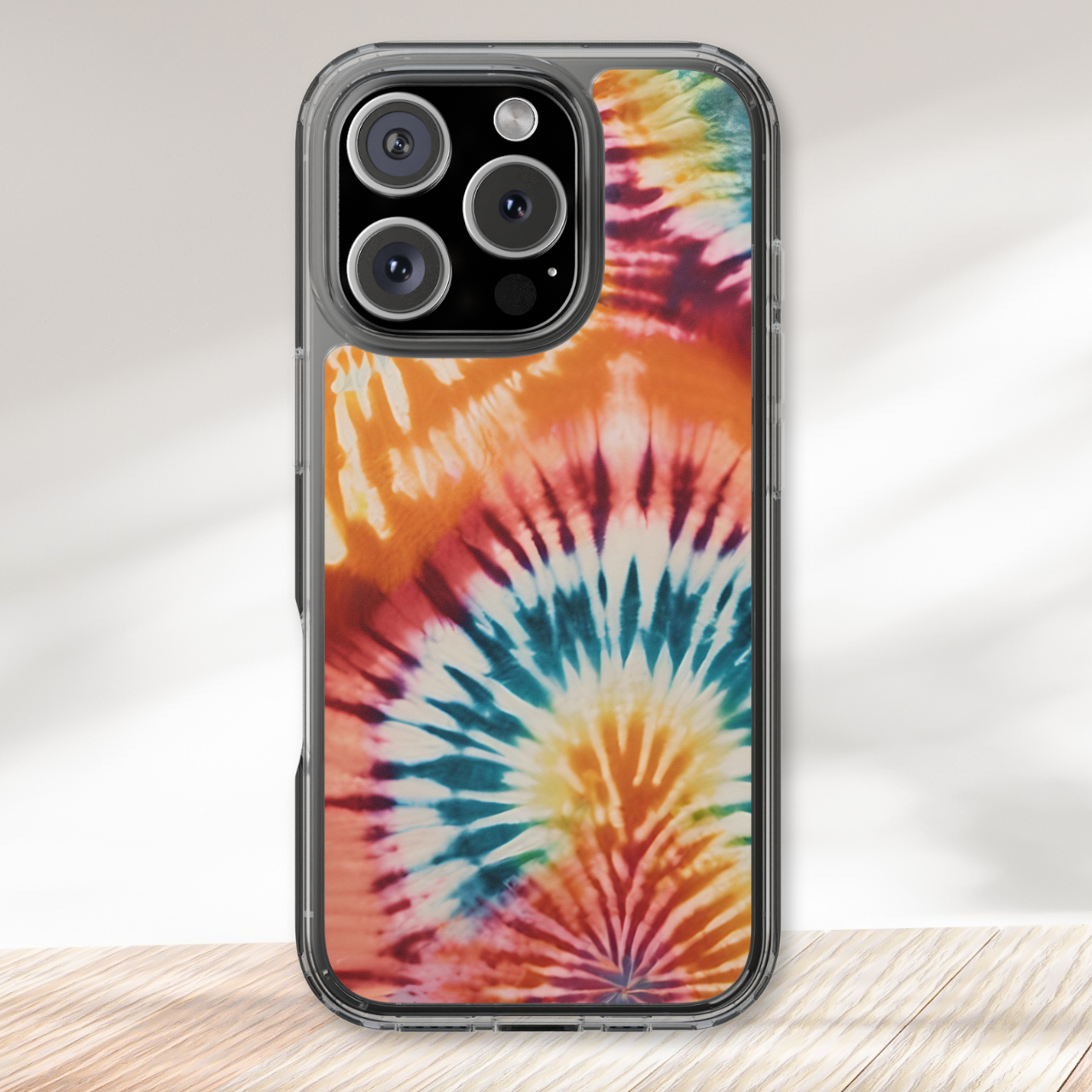 Vibrant Rainbow Tie Dye Clear Case
