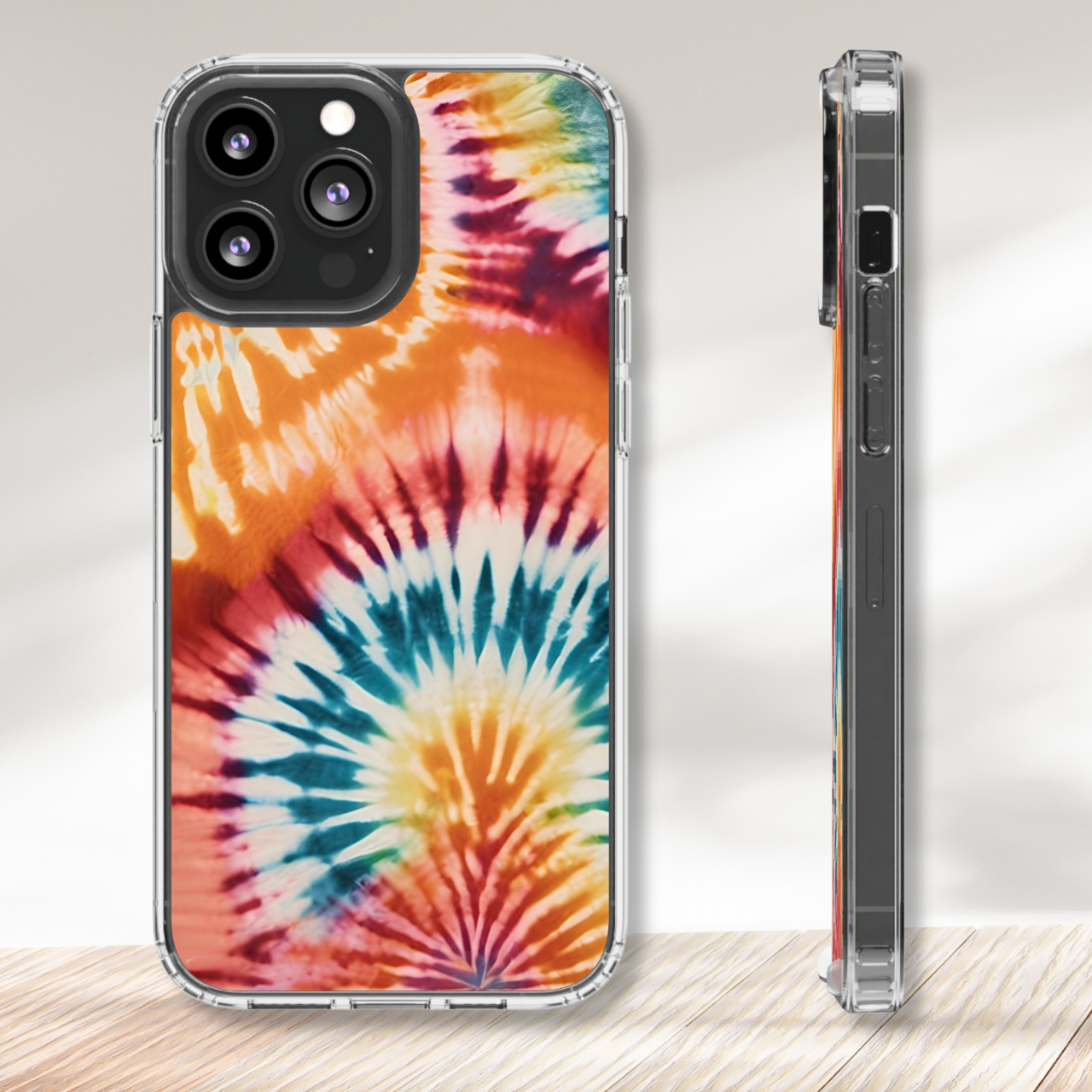 Vibrant Rainbow Tie Dye Clear Case