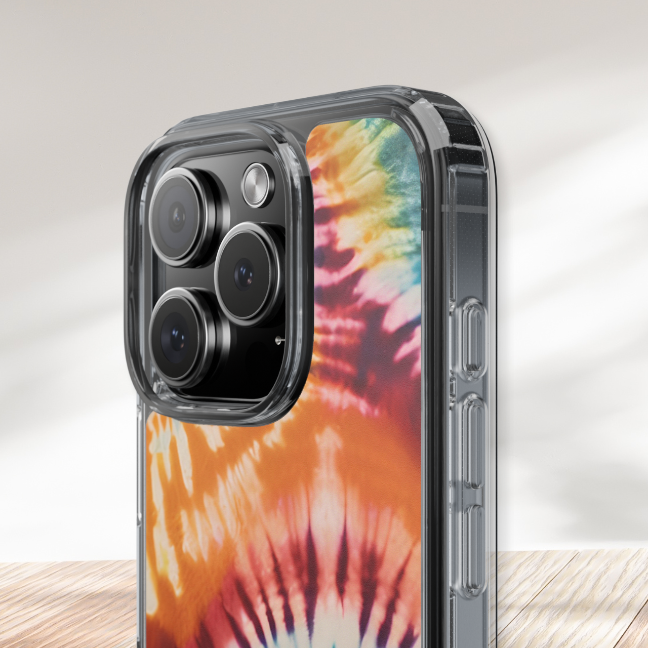 Vibrant Rainbow Tie Dye Clear Case
