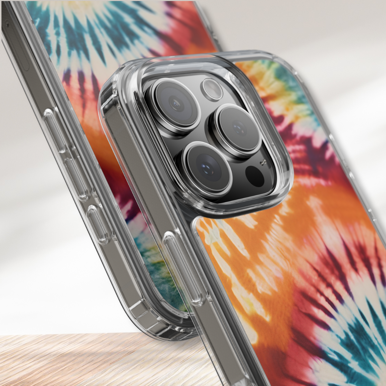 Vibrant Rainbow Tie Dye Clear Case