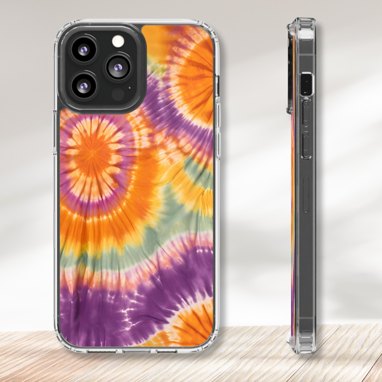 Vibrant Sunset Tie Dye Clear Case
