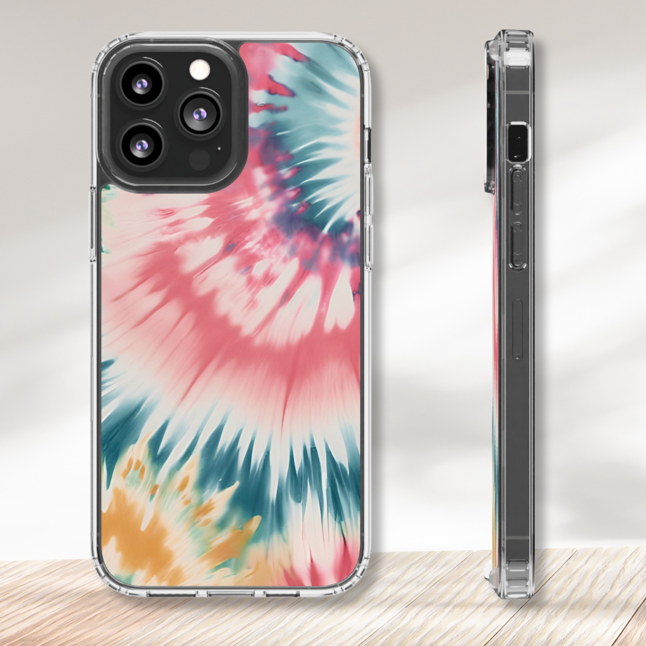 Electric Dawn Tie Dye Clear Phone Case