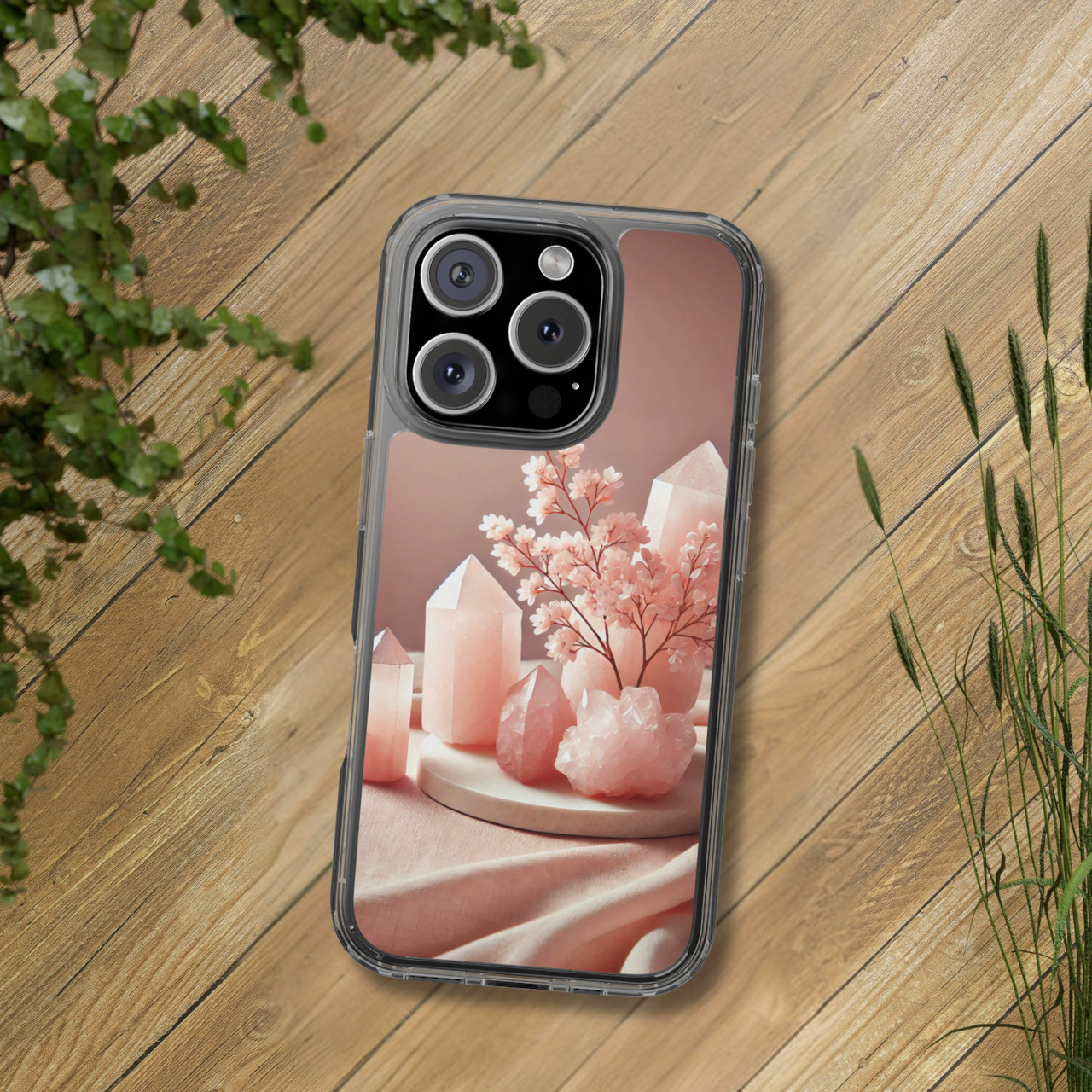 Rose Quartz Healing Crystal Clear Case