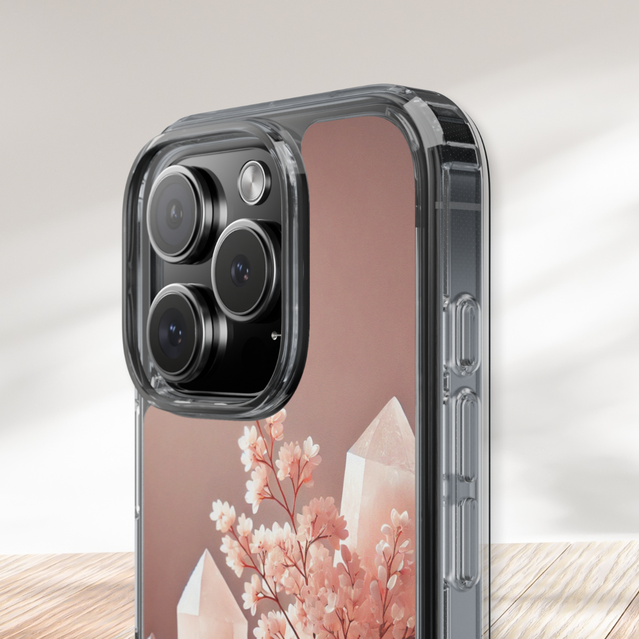 Rose Quartz Healing Crystal Clear Case