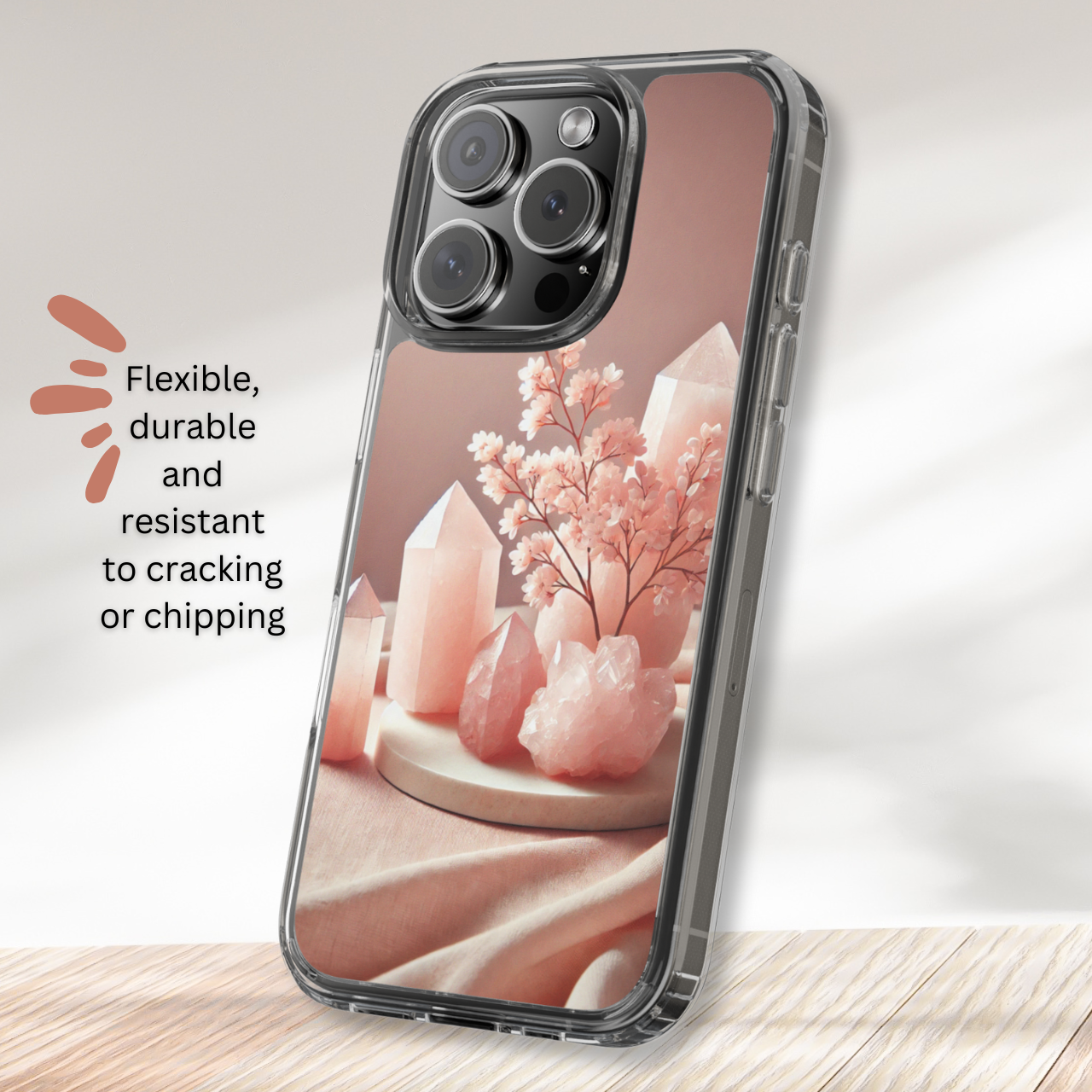 Rose Quartz Healing Crystal Clear Case