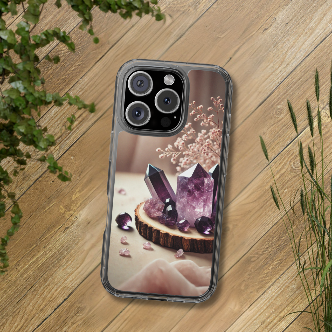 Amethyst Healing Crystal Clear Case
