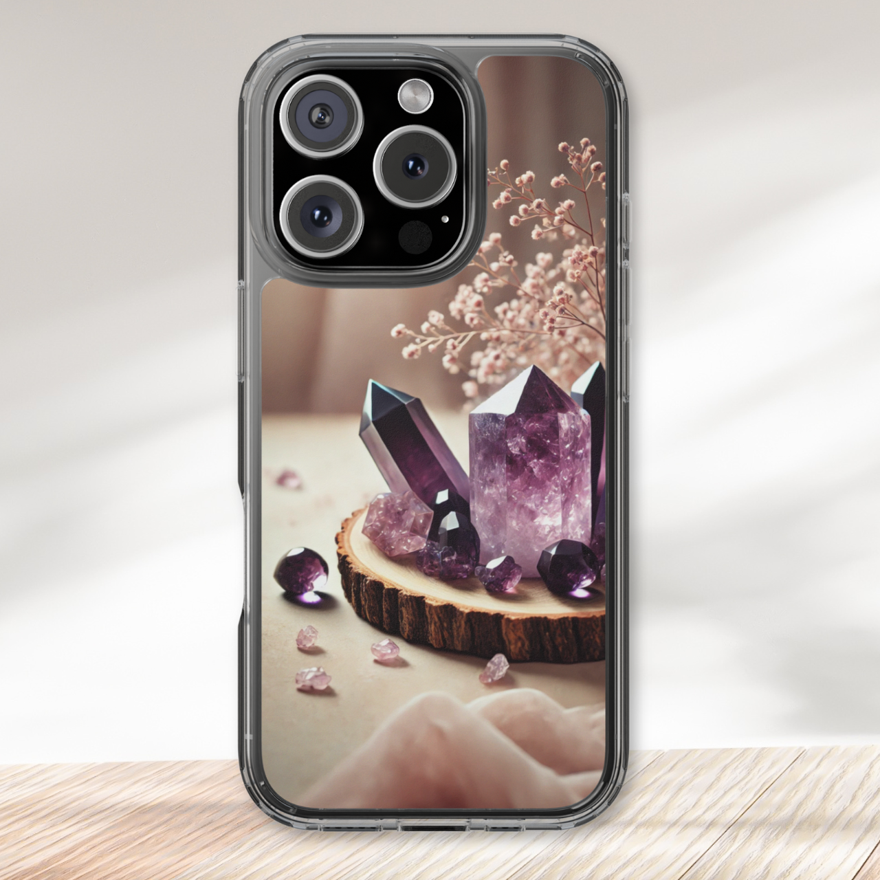 Amethyst Healing Crystal Clear Case