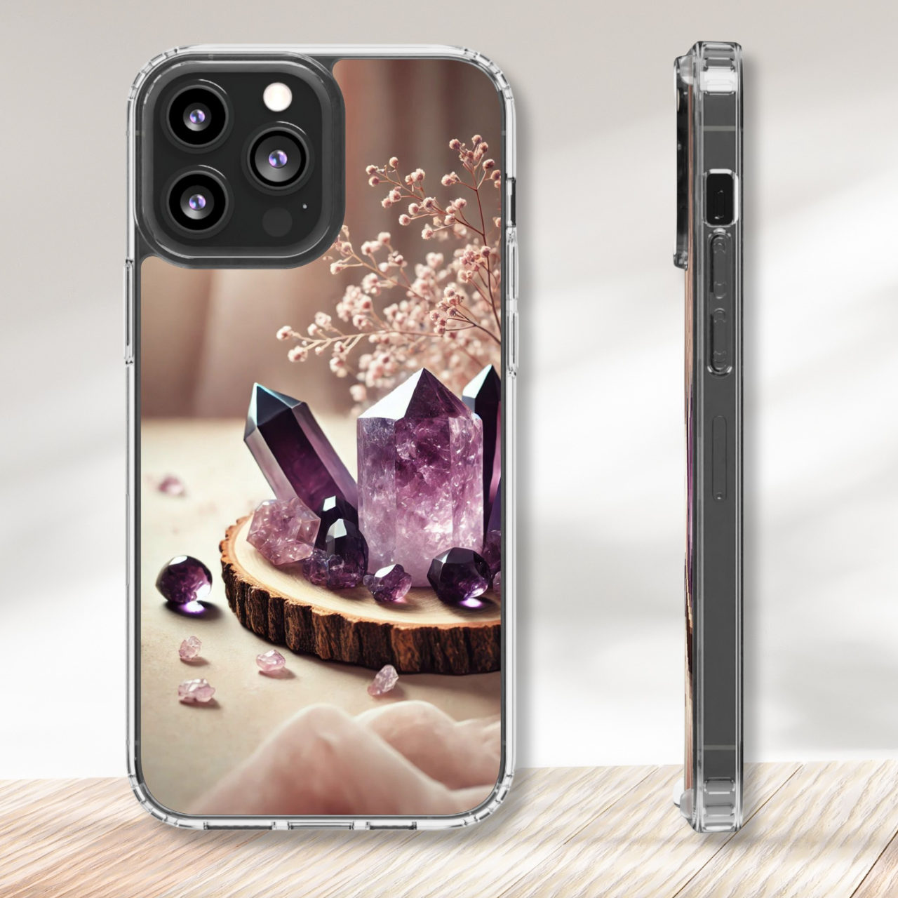 Amethyst Healing Crystal Clear Case