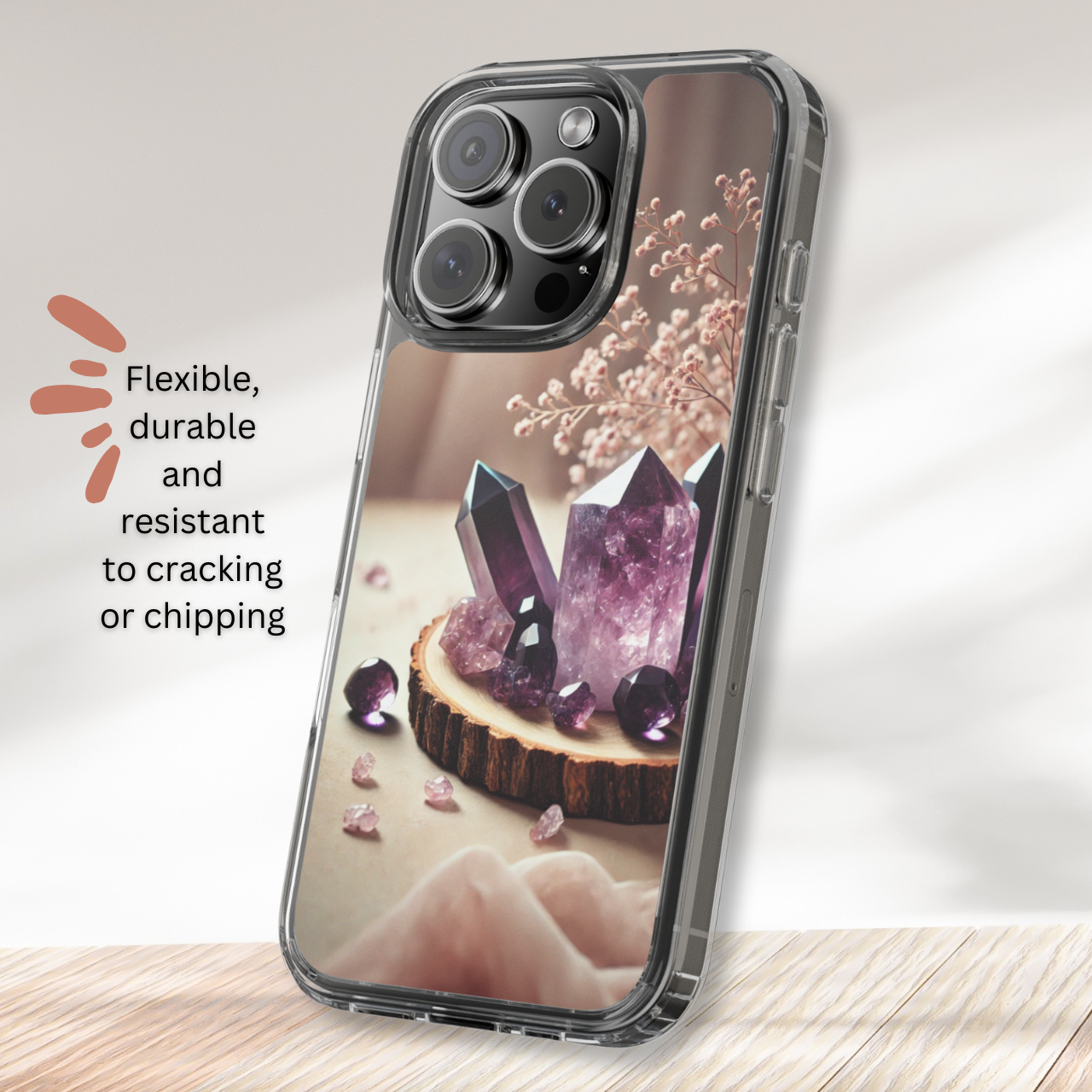 Amethyst Healing Crystal Clear Case