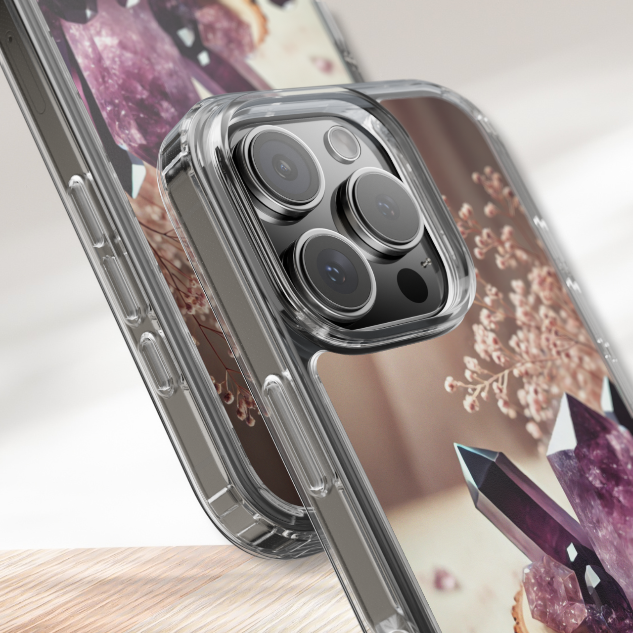 Amethyst Healing Crystal Clear Case