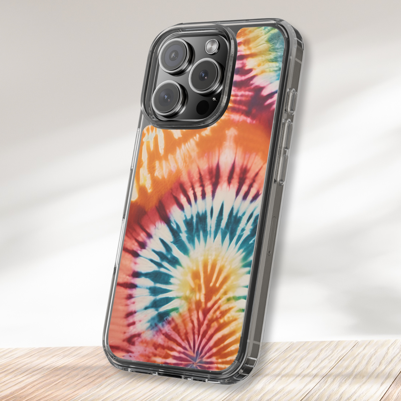 Vibrant Rainbow Tie Dye Clear Case