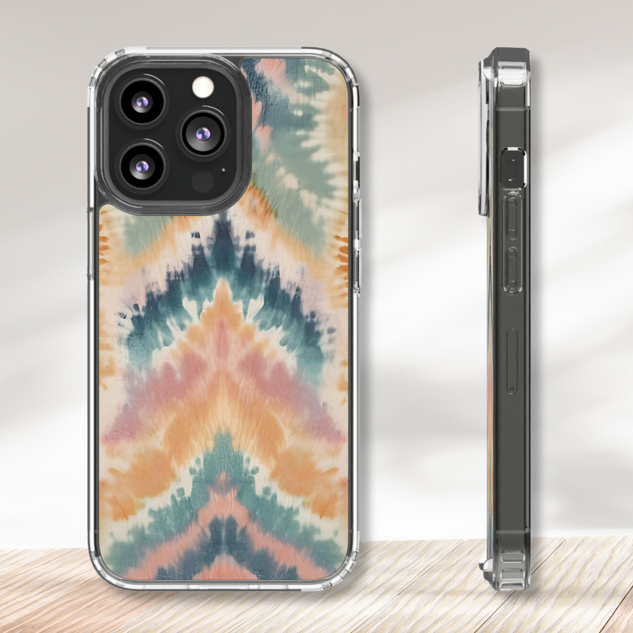 Pastel Chevron Tie Dye Clear Case