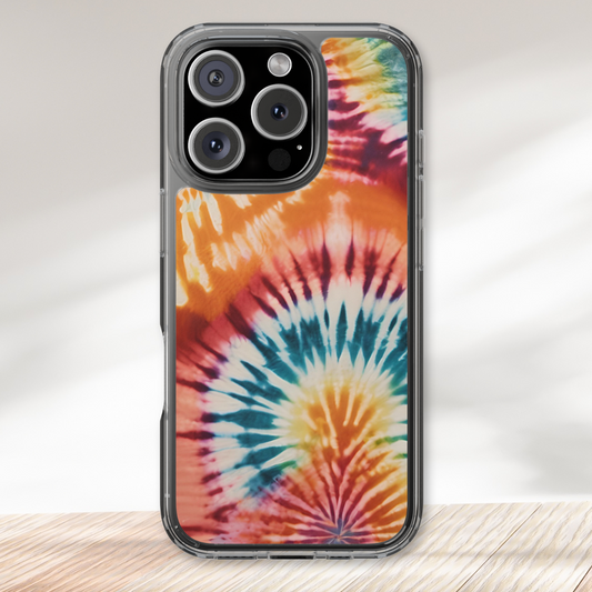 Vibrant Rainbow Tie Dye Clear Case