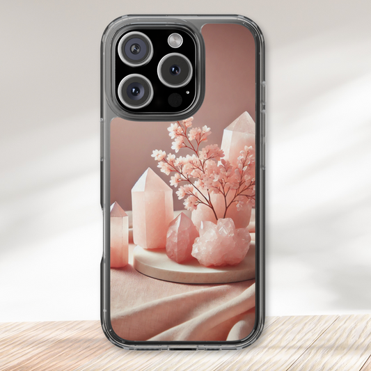 Rose Quartz Healing Crystal Clear Case